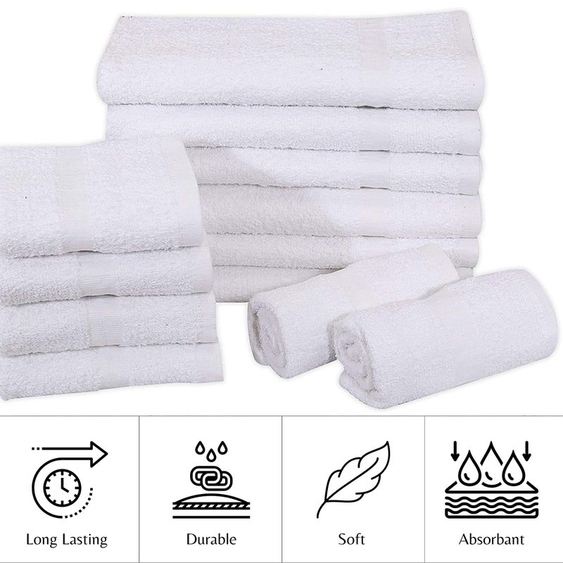 GOLD TEXTILES 24 Pcs (2 Dozen) White 16x27 Inch Cotton Blend Economy Hand Towels Salon/Gym/Hotel Super use Absorbent Best for Kitchen,Janitorial,Home use Towels - Image 2